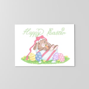Feliz Páscoa Coelho - Bonito Digital Printable para Cartas e Notas