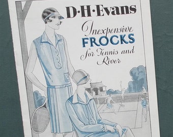 Vintage 1920s sales brochure women's clothing - D. H. Evans Inexpensive Frocks for Tennis and River - 20s shop catalogue women's fashions