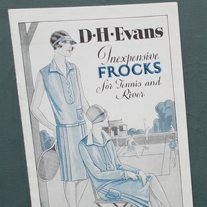 Vintage 1920s sales brochure women's clothing D. H. Evans Inexpensive Frocks for Tennis and River 20s shop catalogue women's fashions image 1