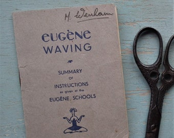 Vintage 1930s hairdressing booklet - Eugene Waving - Instructions from Eugene Schools London - vintage 30s hair care and products original