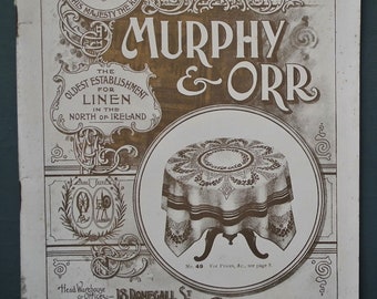 Antique Edwardian shop catalogue Murphy & Orr Belfast Ireland Linen Goods 1913 vintage advertising household textiles lace women's collars