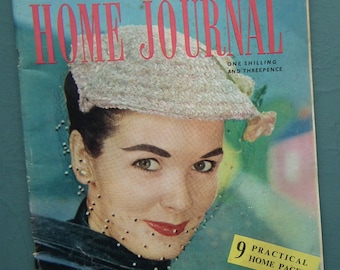 Weldons Home Journal April 1955 vintage 1950s women's magazine UK - 50s crafts knitting embroidery fashion beauty romantic fiction adverts