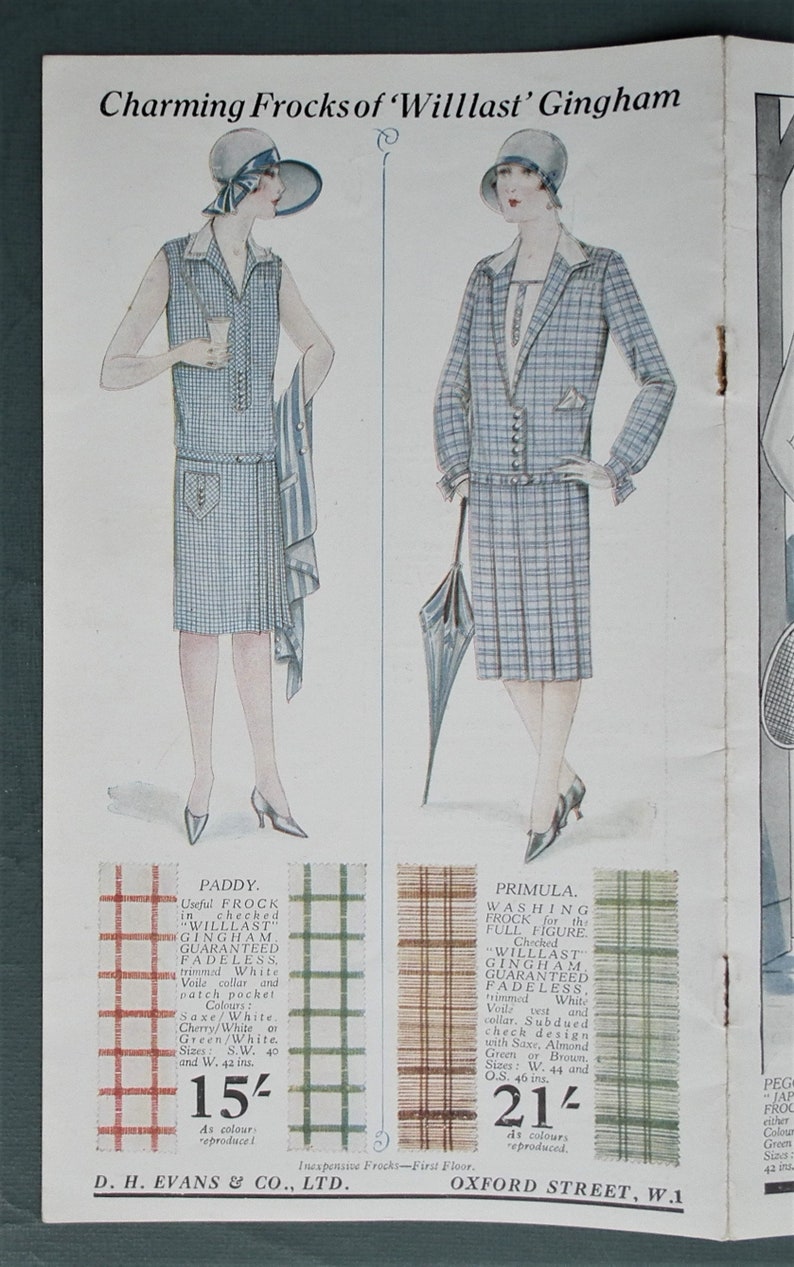 Vintage 1920s sales brochure women's clothing D. H. Evans Inexpensive Frocks for Tennis and River 20s shop catalogue women's fashions image 2