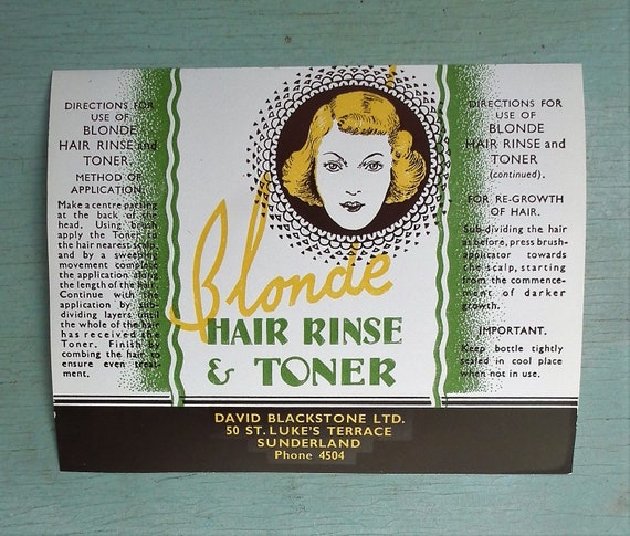 Vintage 20s 30s Bottle Label Blonde Hair Rinse Toner Etsy