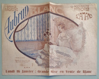 Antique French Shop Brochure Catalog 1910 1920s fashion underwear lingerie nightdresses white household linens - vintage store sale flyer