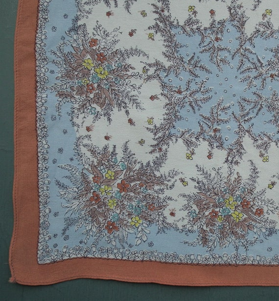 Vintage 1940s women's handkerchief hankie - flora… - image 3