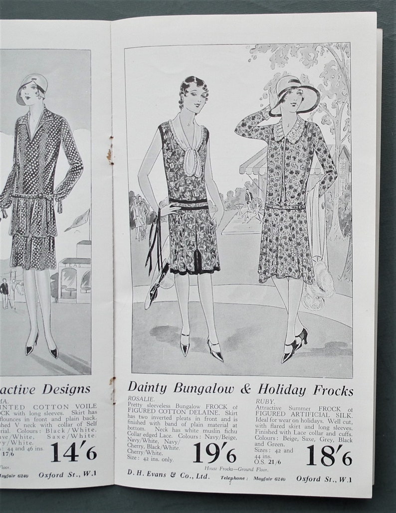 Vintage 1920s sales brochure women's clothing D. H. Evans Inexpensive Frocks for Tennis and River 20s shop catalogue women's fashions image 4