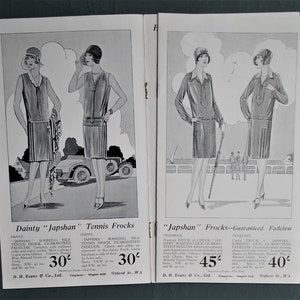 Vintage 1920s sales brochure women's clothing D. H. Evans Inexpensive Frocks for Tennis and River 20s shop catalogue women's fashions image 3