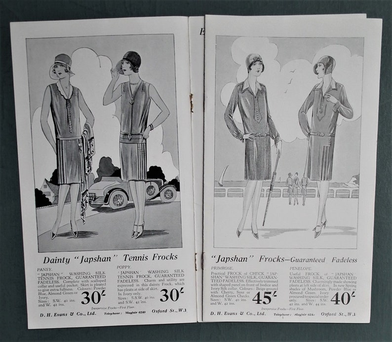 Vintage 1920s sales brochure women's clothing D. H. Evans Inexpensive Frocks for Tennis and River 20s shop catalogue women's fashions image 3