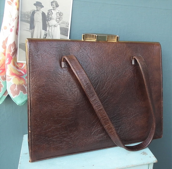 Vintage 1950s 1960s kelly style handbag bag purse… - image 1