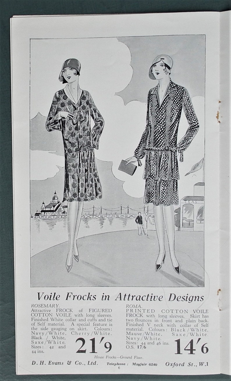 Vintage 1920s sales brochure women's clothing D. H. Evans Inexpensive Frocks for Tennis and River 20s shop catalogue women's fashions image 5