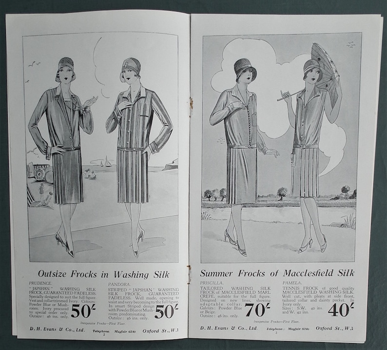 Vintage 1920s sales brochure women's clothing D. H. Evans Inexpensive Frocks for Tennis and River 20s shop catalogue women's fashions image 7