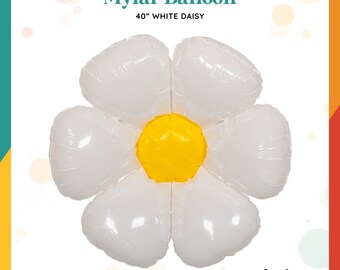 40" Daisy Mylar Foil Balloon | White & Yellow | 1 Balloon