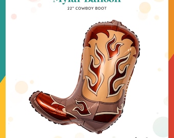 22" Cowboy Boot Mylar Foil Balloon | Brown w/ Tan | 2-Pack