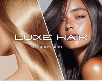 Premium Hair advertising editorial photography Luxury Salon Beauty stock photo hair extension social media image hair stylist Branding kit