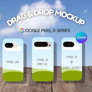Google Pixel 9-serie telefoonhoesje Drag & Drop Canva Mockup| Google Pixel 9 Pixel 9a pixel 9 pro printify stoer telefoonhoesje mock
