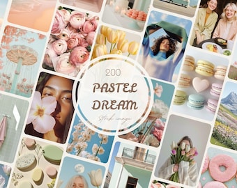 Tranquil pastel stock photo sweet aesthetic lifestyle social media bundle soft dreamy photography Dopamine rush Instagram ready branding kit