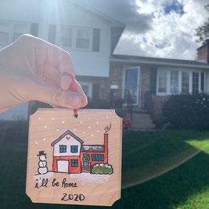 Painted Home Ornament, House, Custom Painted, Ornament of Home, Christmas Decor, Housewarming Gift, Realtor Gift, Solid Wood, Teacher Gift