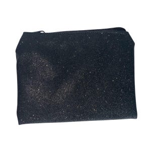 Pochette élégante noire à paillettes - Sac à fermeture éclair en similicuir fait main avec doublure | Petit sac à main végétalien | Areti, tout simplement