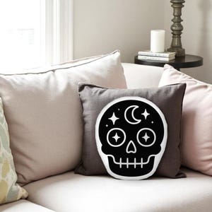Whimsical Skull Shaped Pillow, Halloween Home Decor