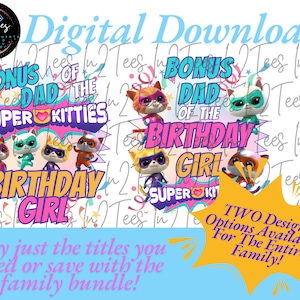Bonus Dad Super Kitties PNG, Super Kitties T-Shirt Design, Super Kitties Birthday T-Shirts, Super Kitties Bonus Dad T-Shirt PNG