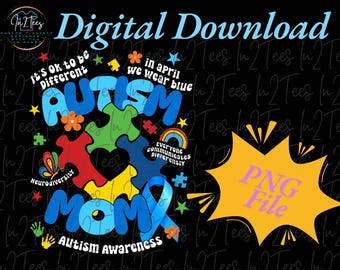 Autism Mom PNG, Autism Mom T-Shirt Design, Autism Mom Awareness T-Shirts, Autism Mom Awareness T-Shirt PNG
