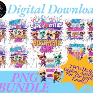 Super Kitties PNG, Super Kitties T-Shirt Design, Super Kitties Birthday T-Shirts, Super Kitties Family T-Shirt, Bitsy Ginny Sparks Hero PNG