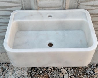 Carrara Marble Bathroom Sink | Modern Vanity, Wall Mount or Countertop