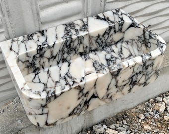 Luxurious Calacatta Viola Marble Sink – Elegant Natural Stone Bathroom Basin