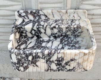 Calacatta Viola Marble Sink, Fluted Front, Wall Marble Vanity