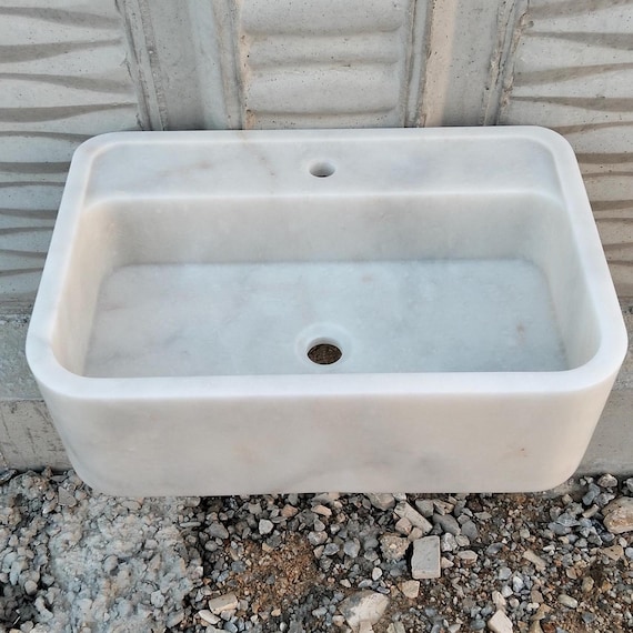 Carrara Marble Bathroom Sink | Modern Vanity, Wall Mount or Countertop