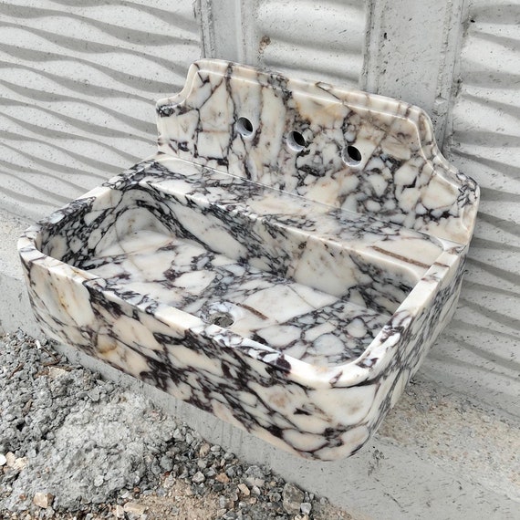 Calacatta Viola Marble Sink with Backsplash | Luxury Bathroom Vanity