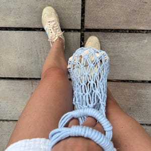 Handmade mesh boho beach bag for women. summer outfit net tote bag. Designer  shopper macrame bag. Large shoulder bag gift for her.
