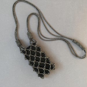 Handmade designer Sparkling phone bag. Macrame rhinestones mini case. Small crystal handbag for women. Stylish gift for a 25th birthday.
