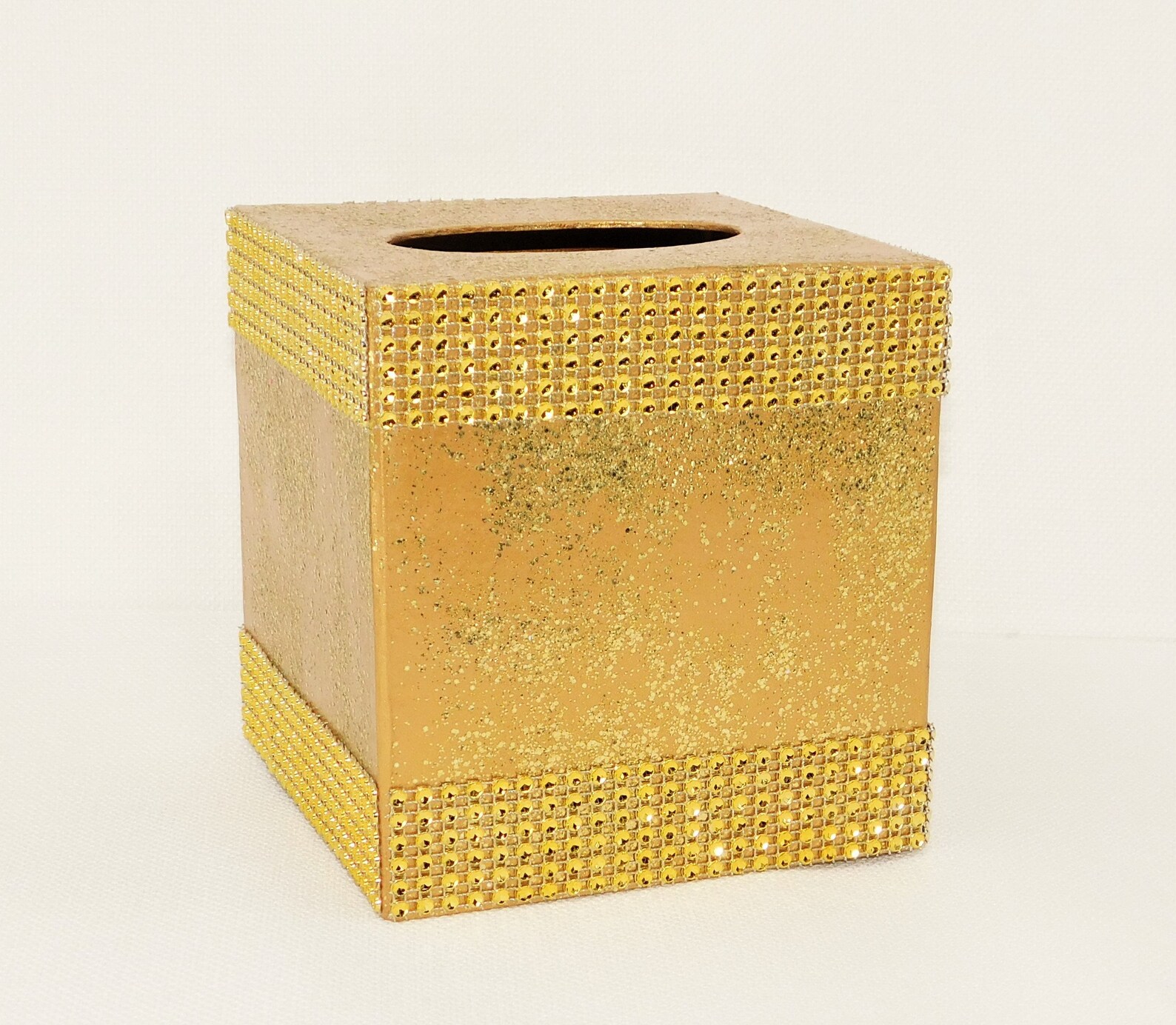 Gold Metallic Painted Tissue Box Cover with Gold Glitter Etsy