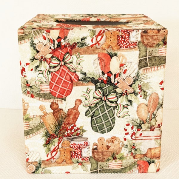 Gingerbread Cookies and Peppermint Candy Kitchen Christmas Tissue Box Cover