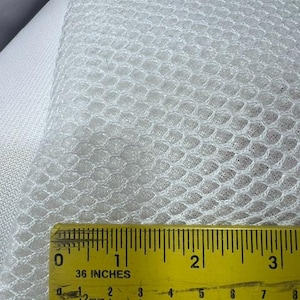White 3d spacer mesh fabric 68" wide air mesh breathable padding by the yard