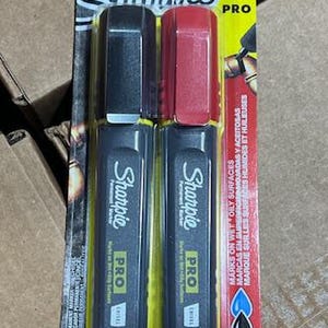 Sharpie pro permanent markers, chisel tip, black & red 2-pack