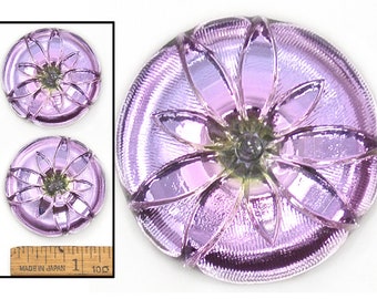Basket Lavender Lilac Aqua Mirror CZECH GLASS BUTTON