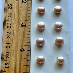 Wholesale 30 pc Lustrous AAAA Pink 7.5mm - 8mm Half Drilled Pink Freshwater Pearls  15 Matched Pairs Cabochons for Ear Studs