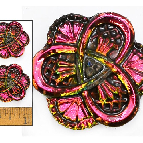 2pc 27mm Vintage Czech Glass Purple Fire AB W/gold 6point Etsy