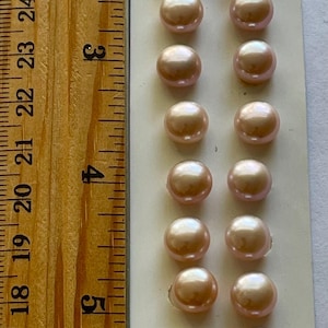 Wholesale 30 pc Lustrous AAAA Pink 9mm Half Drilled White Freshwater Pearls  15 Matched Pairs Cabochons for Ear Studs