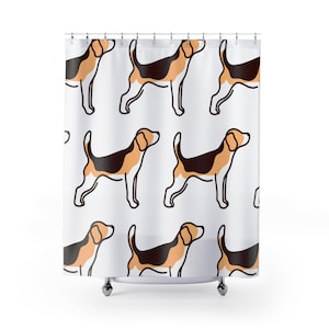 Douchegordijn speels beaglepatroon, hondenliefhebber decor, badaccessoire, huisdier themacadeau, uniek interieur, leuk badkamerontwerp