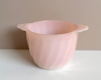 Vintage Fire King Pink Swirl Sugar Bowl (No Lid) – Milk Glass with Handles
