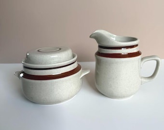 Vintage Contemporary Chateau Creamer and Sugar Bowl Set – Hand Painted Stoneware Japan
