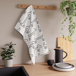 Hand Towel, Dachshund Wiener Dog Minimalist Design, Kitchen Towel, Home Decor Gift, Dog Lover, Tea Towel