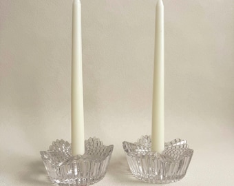 Vintage Mikasa Motion Crystal Candlestick Holders Pair | Austrian Lead Crystal Starburst Taper Candle Holders | Set of 2