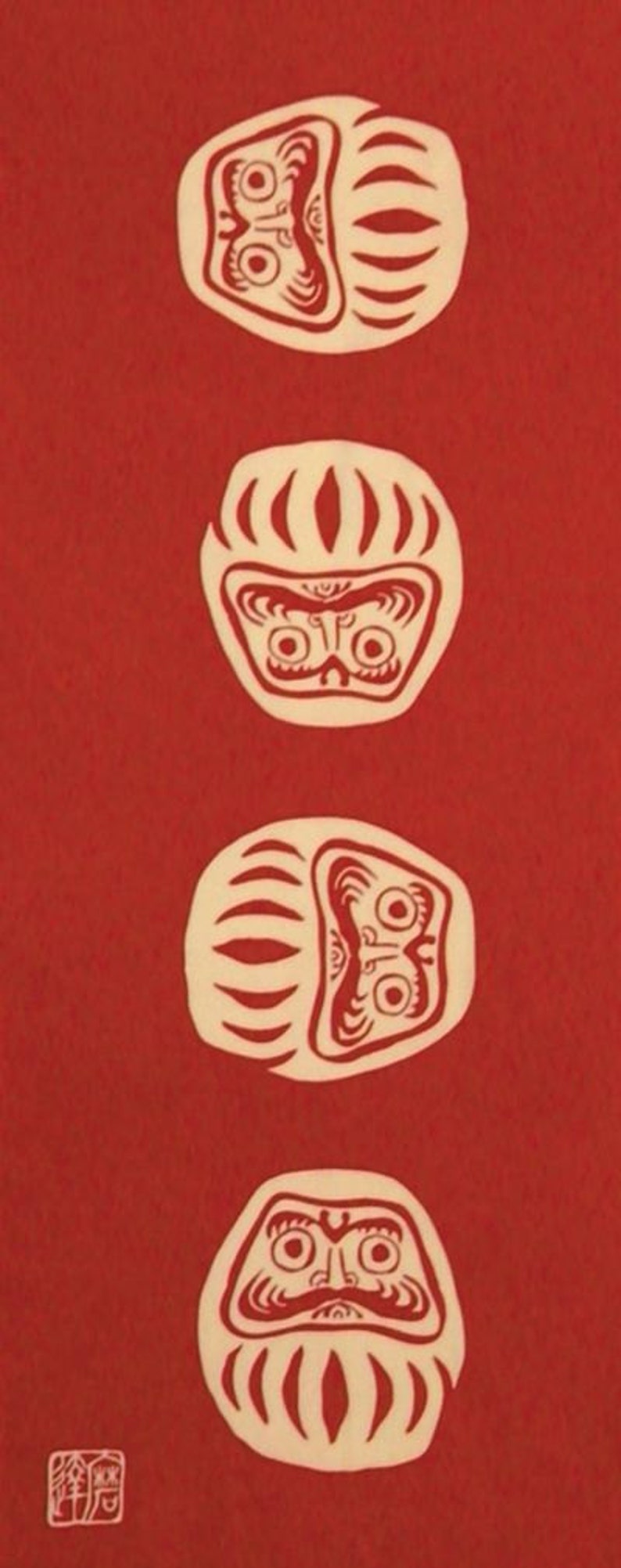 Cute Hand Dyed Fabric k027 Traditional Wall Tapestry Fashion Fabric Unique /& Funny Red Daruma Doll Japanese Tenugui Towel Cotton Fabric