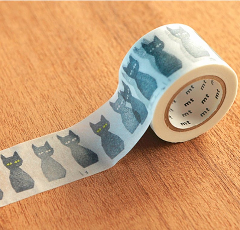 Cat Lovers Gift Kawaii Black Cat Tape Mina Perhonen Hobonichi Planner Japanese mt Washi Paper Masking Tape bullet Journal Washi Zakka