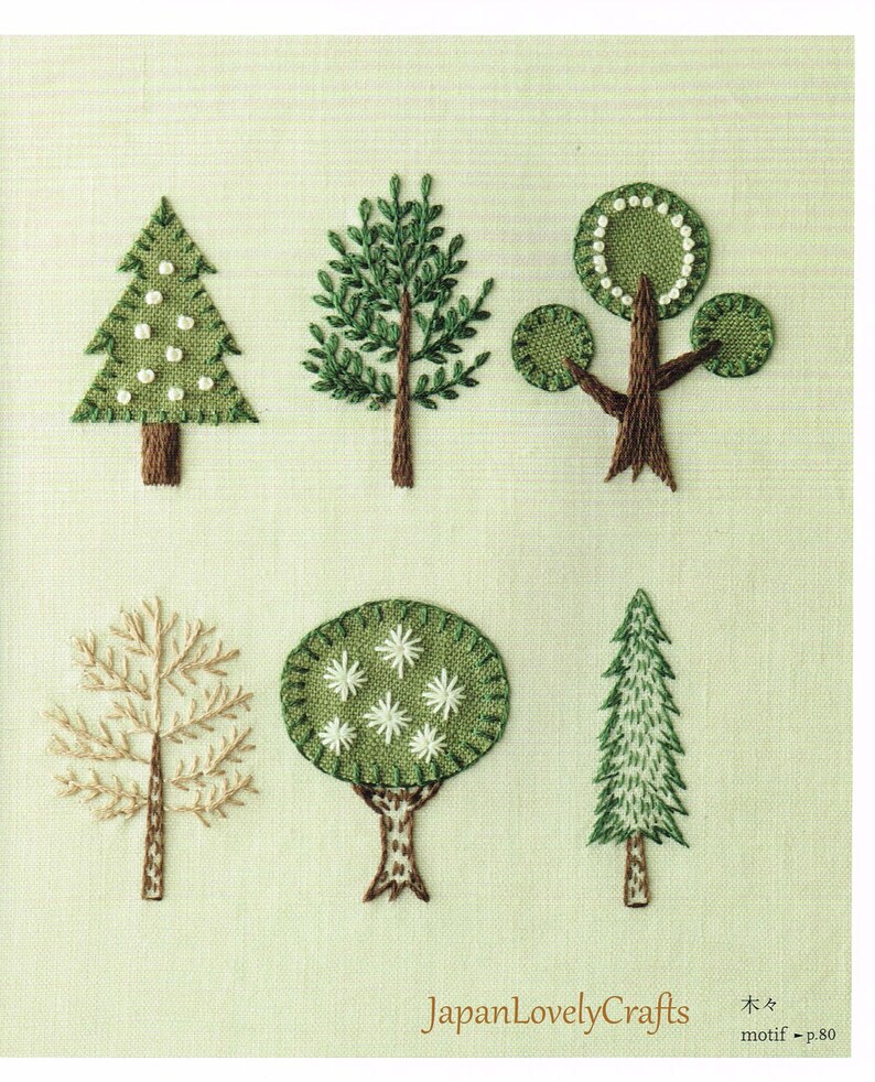 Plants & Flower Embroidery Patterns Natural Zakka Style Etsy